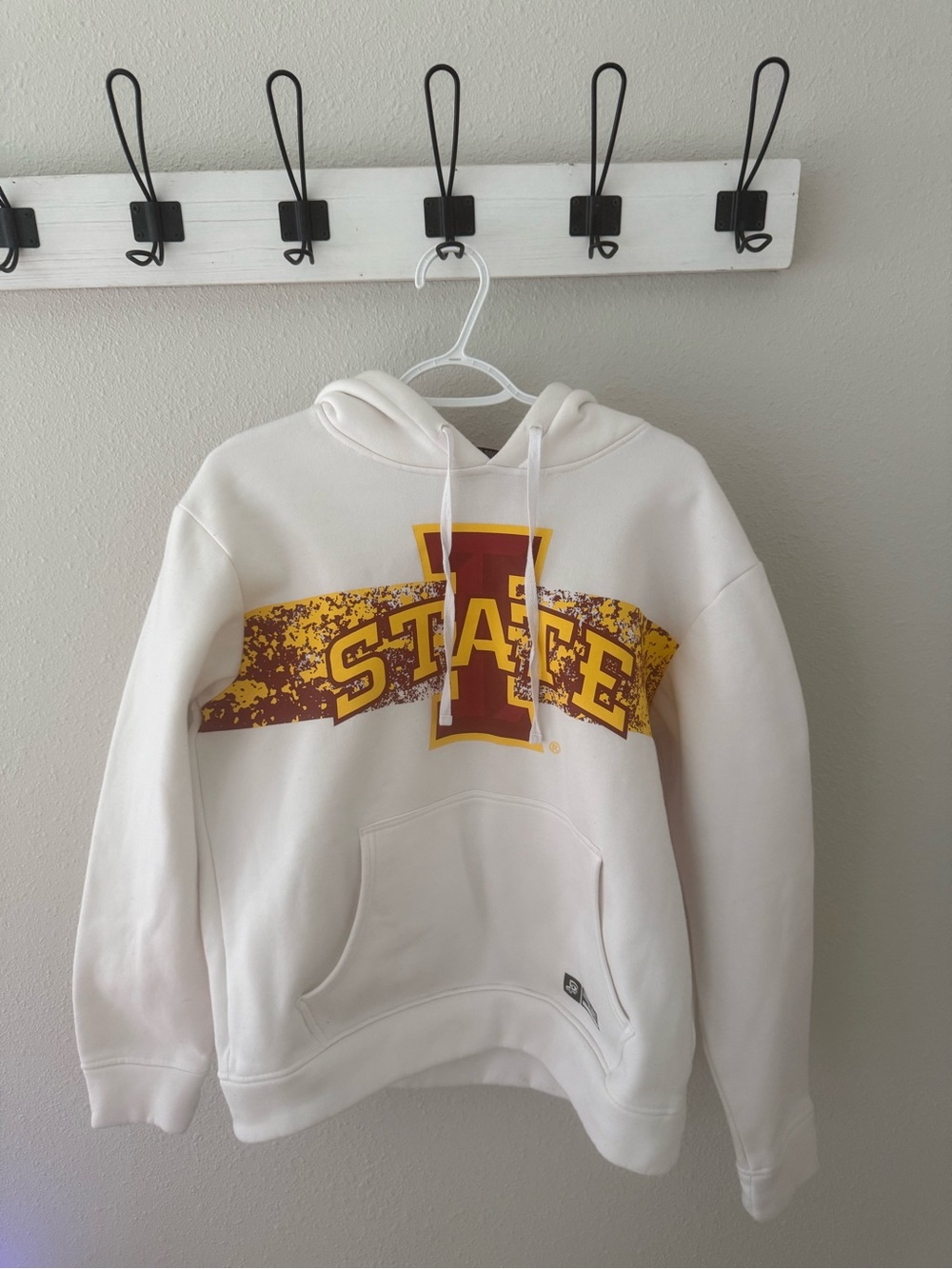 White Hoodie with Maroon & Gold 'STATE' Graphic